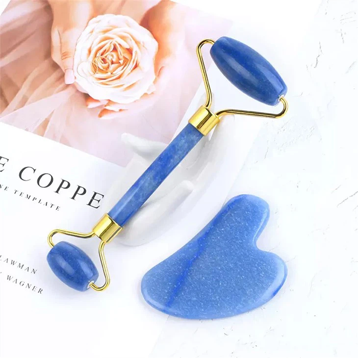 סט רולר אבן טבעי אוונטורין ירקן כחול